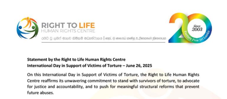 Official Statement from the Right to Life Human Rights Centre on the International Day in Support of Victims of Torture