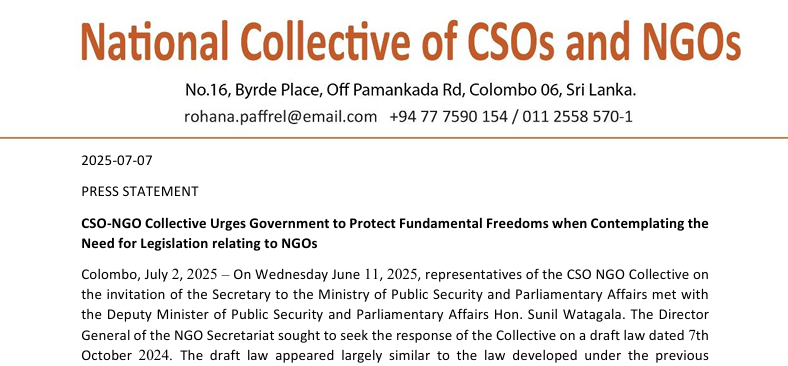 CSO-NGO Collective Urges Government to Protect Fundamental Freedoms in Proposed NGO Law