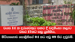 වයස 14 ක දරුවෙකුට පහරදී වදහිංසා කලාට වසර 17කට පසු යුක්තිය, මිටියාගොඩ පොලිසියේ 04 ට අවු 09 සිර දඬුවම්