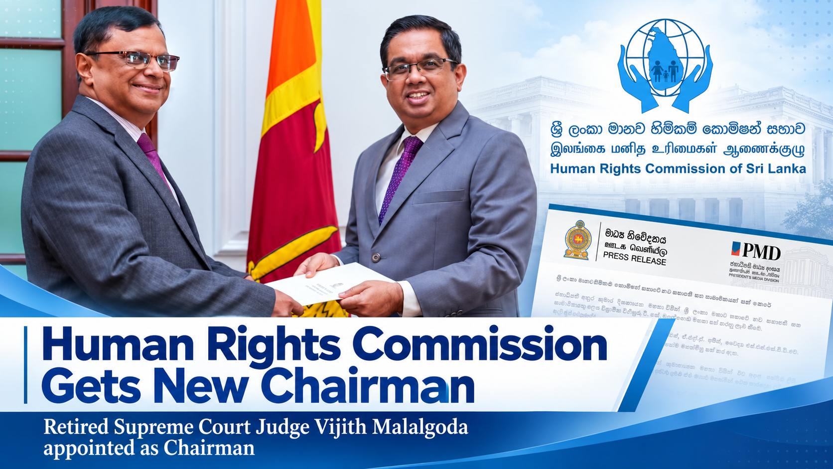 Retired Supreme Court Judge Vijith Malalgoda Appointed Chairman of Human Rights Commission